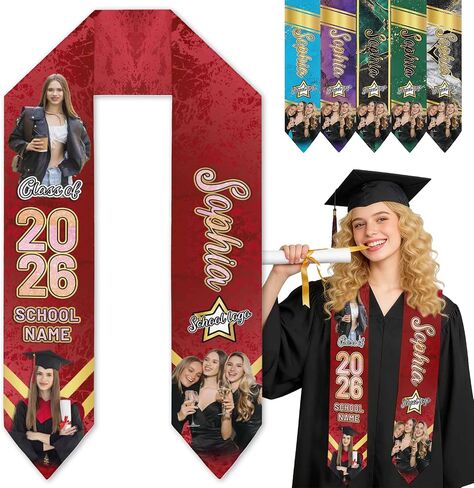 MyPupSocks Class of 2026 Graduation Stole Customize, Personalized First Generation Sash for Women Nursing Decorations in Saudi Arabia