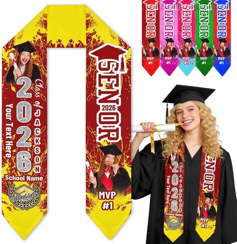 MyPupSocks Class of 2026 Graduation Stole Customize, Personalized First Generation Sash for Women Nursing Decorations in Saudi Arabia