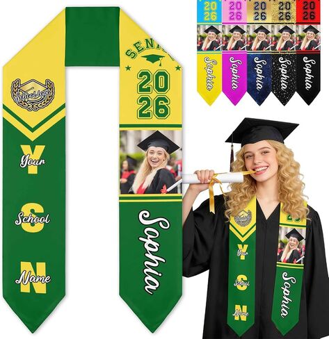 MyPupSocks Class of 2026 Graduation Stole Customize, Personalized First Generation Sash for Women Nursing Decorations in Saudi Arabia