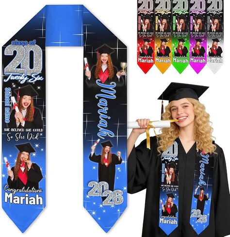 MyPupSocks Class of 2026 Graduation Stole Customize, Personalized First Generation Sash for Women Nursing Decorations in Saudi Arabia