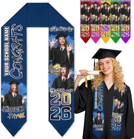 MyPupSocks Class of 2026 Graduation Stole Customize, Personalized First Generation Sash for Women Nursing Decorations in Saudi Arabia