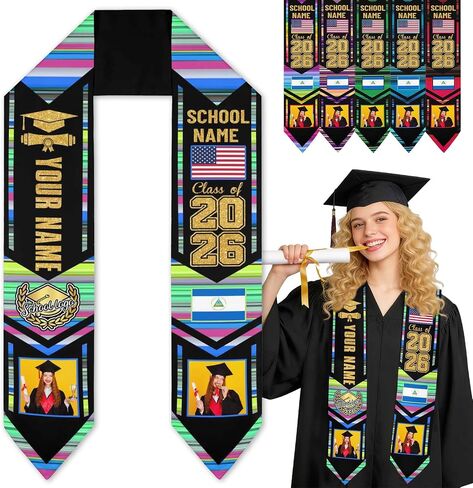 MyPupSocks Class of 2026 Graduation Stole Customize, Personalized First Generation Sash for Women Nursing Decorations in Saudi Arabia