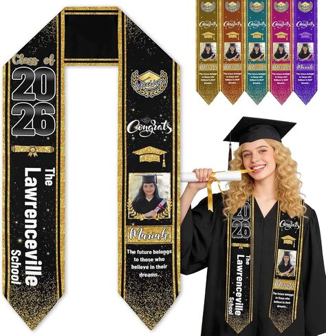 MyPupSocks Class of 2026 Graduation Stole Customize, Personalized First Generation Sash for Women Nursing Decorations in Saudi Arabia