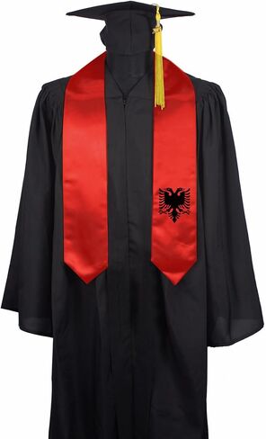 Flag Graduation Stole Sash, Flag Graduation Shawl Sash Stole Wraps Scarf For International Study Pride Women Men (Albania) in Kuwait