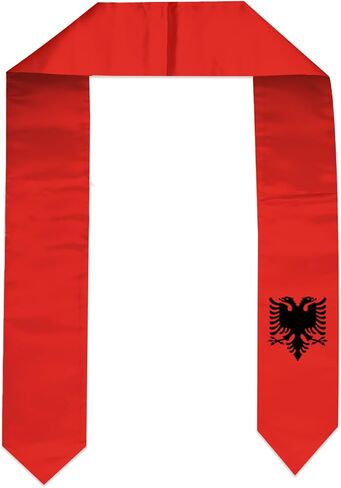 Flag Graduation Stole Sash, Flag Graduation Shawl Sash Stole Wraps Scarf For International Study Pride Women Men (Albania) in Kuwait