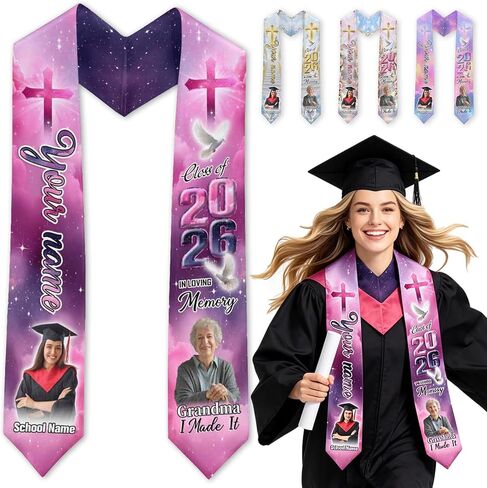 MyPupSocks Class of 2026 Graduation Stole Customize, Personalized First Generation Sash for Women Nursing Decorations in Saudi Arabia