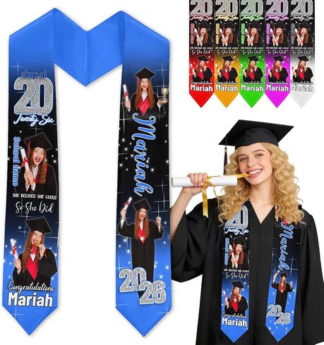 MyPupSocks Class of 2026 Graduation Stole Customize, Personalized First Generation Sash for Women Nursing Decorations in Saudi Arabia