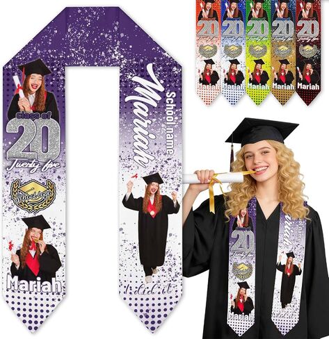MyPupSocks Class of 2026 Graduation Stole Customize, Personalized First Generation Sash for Women Nursing Decorations in Saudi Arabia