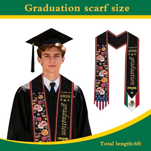 Mexico International Student 2026 Graduation Stole Sash Graduation Stole Mexican American Sash in Kuwait