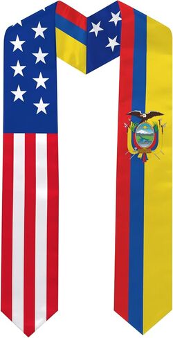 Ecuador Flag Graduation Stole 72 x 5 Inches Decorative Ceremonial Accessory Sash for International Student (Baccalaureate Gown and Hat Not Included) in Kuwait