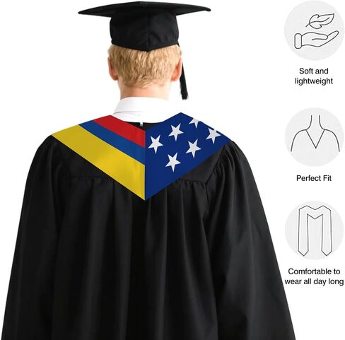Ecuador Flag Graduation Stole 72 x 5 Inches Decorative Ceremonial Accessory Sash for International Student (Baccalaureate Gown and Hat Not Included) in Kuwait