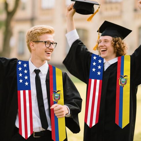 Ecuador Flag Graduation Stole 72 x 5 Inches Decorative Ceremonial Accessory Sash for International Student (Baccalaureate Gown and Hat Not Included) in Kuwait