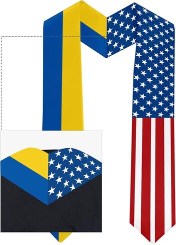 2026 Ukraine Flag and USA Flag Graduation Stole Graduation Sash for International Student (Baccalaureate Gown and Hat Not Included) in Kuwait
