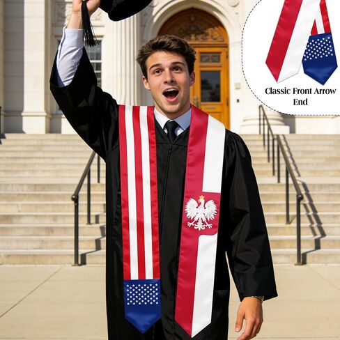 Polish Poland Flag Graduation Stole, Graduation Sash Scarf for International Students, 2026 Graduation Gifts in Kuwait