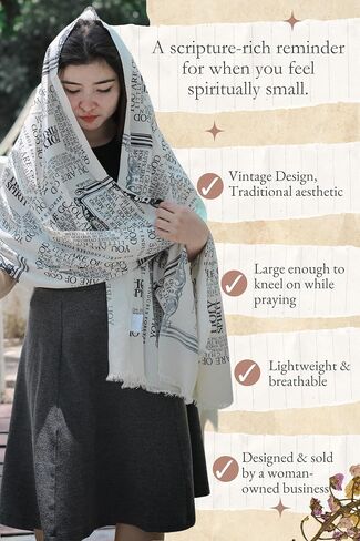 Confidence Scripture Prayer Scarf for Women & Men - 100% Organic Cotton, 28x79, Bible Verses for Courage (Canvas Bag) in Saudi Arabia