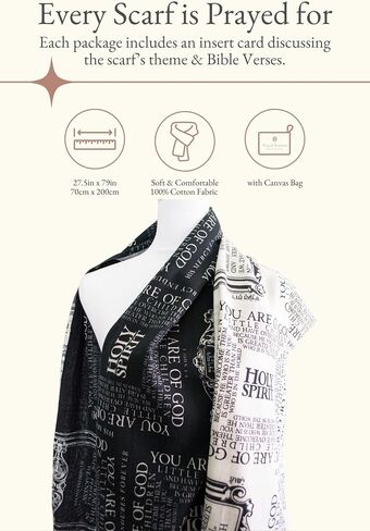 Confidence Scripture Prayer Scarf for Women & Men - 100% Organic Cotton, 28x79, Bible Verses for Courage (Canvas Bag) in Saudi Arabia