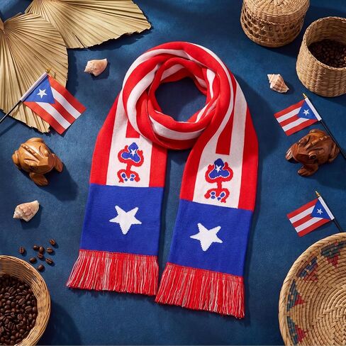 Cuffbow Puerto Rico Scarf 5 ft Borinquén Accessories Puerto Rico Patriotic Scarves Colorful Boricua Decoration for Patriot Ricans Women Men in Saudi Arabia