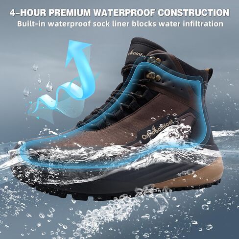 OrthoComfoot Men's Orthopedic Wide Waterproof Hiking Boots: Comfortable Arch Support for Plantar Fasciitis Trail Running Shoes,Orthotic Non-Slip Work Mid Ankle Boots for Foot and Heel Pain Relief in Kuwait