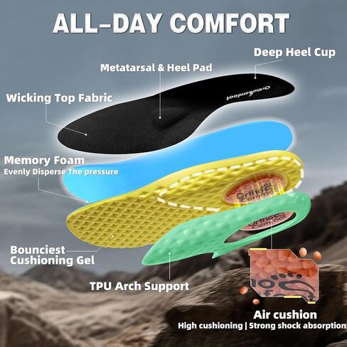 OrthoComfoot Men's Orthopedic Wide Waterproof Hiking Boots: Comfortable Arch Support for Plantar Fasciitis Trail Running Shoes,Orthotic Non-Slip Work Mid Ankle Boots for Foot and Heel Pain Relief in Kuwait