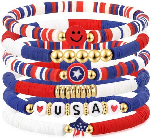 Artlunar Red White Blue Bracelets 4th of July Accessories USA Patriotic Jewelry Gifts for Teens, Women in Kuwait