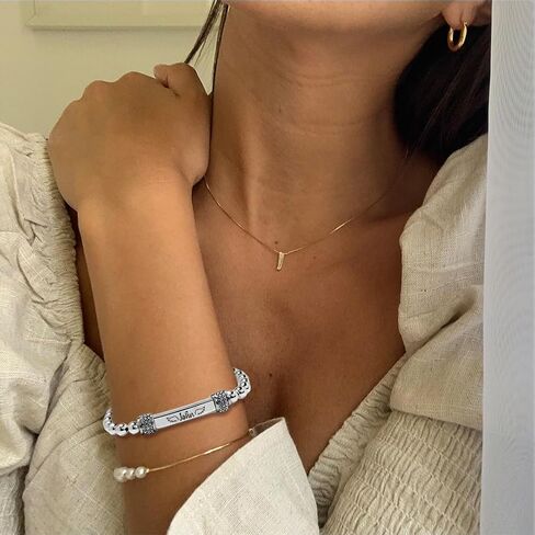 37JEWELRY Angel Memorial Bracelet for Women In Memory of Loved Ones Silver Stainless Steel Custom Name Angel Bead Bracelet in Saudi Arabia