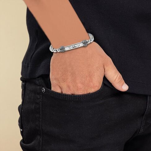 37JEWELRY Angel Memorial Bracelet for Women In Memory of Loved Ones Silver Stainless Steel Custom Name Angel Bead Bracelet in Saudi Arabia