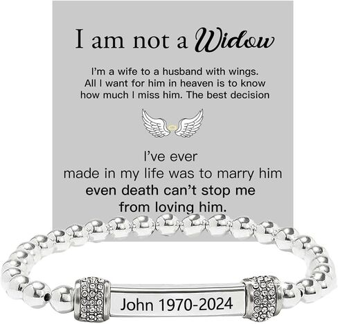 37JEWELRY Angel Memorial Bracelet for Women In Memory of Loved Ones Silver Stainless Steel Custom Name Angel Bead Bracelet in Saudi Arabia