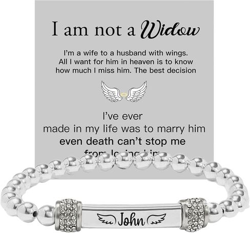 37JEWELRY Angel Memorial Bracelet for Women In Memory of Loved Ones Silver Stainless Steel Custom Name Angel Bead Bracelet in Saudi Arabia