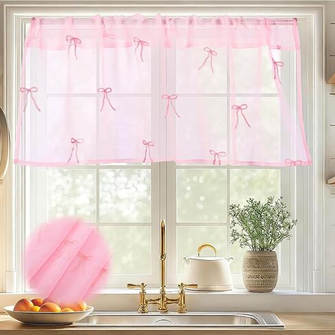 Tegeme 1 Panel Blue Starfish Shell Sheer Valances for Windows 52 x 18 Inch Embroidered Decorative Valances Curtain for Small Window Kitchen Bathroom Living Room Rod Pocket Voile Curtain Decor in Kuwait