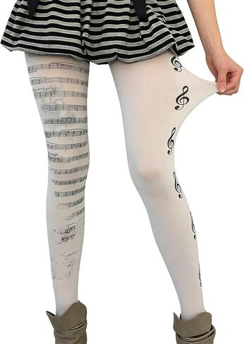 Womens Piano Tights Y2K Emo Goth Alt Clothes Cutecore Grunge Patterned Stockings Whimsical Twee Coquette Accessories in Saudi Arabia