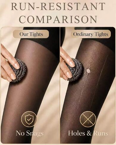 3 Pairs Black Sheer Tights for Women, 20D Run-Resistant Control Top Pantyhose Nylon Stockings with Reinforced Toes in Saudi Arabia