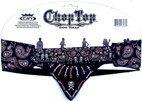 Hiphopville Adjustable Paisley Pink Black Skull & Cross Bones Chop Top Doo Wrap Bandana in Saudi Arabia