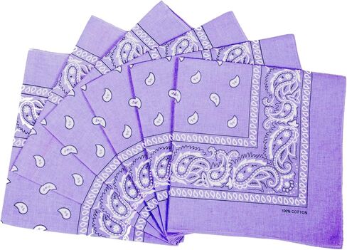 FANNI YOUPIN 100% Cotton Fine thick Bandanas/Fashion Scarf for Men & Women Paisley printed (6, Lavender) in Saudi Arabia