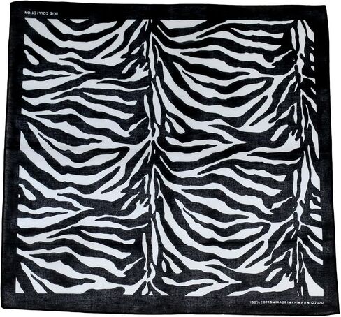 Novelty Bandanas 100% Cotton, Head Wrap 22" x 22" (ZEBRA, 22 X 22 in) in Kuwait