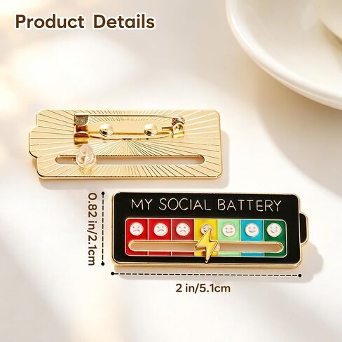 Social Battery Pin Enamel Pin, 7 Pcs Social Battery Meter Badge Funny Mood, 7 Days Emotional Brooch for Backpack Jacket Denim Tote Bag Fabric Accessories in Saudi Arabia