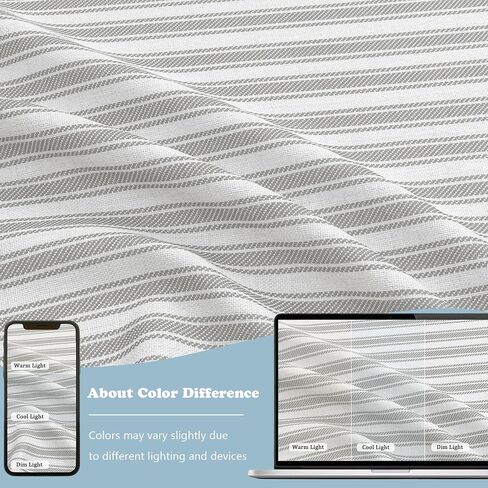 Chyhomenyc Striped Boho Kitchen Curtains 24 Inch Length - Light Filtering Faux Linen Half Window Cafe Curtains, Farmhouse Short Curtain Tiers for Bathroom RV Camper, 30Wx24L, 2 Pieces, Grey in Kuwait