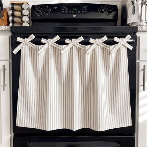Handmade Striped Oven Skirt Curtain for Stove Farmhouse Kitchen Decor, Cotton Rustic Country Stove Cover Skirt Decorative Cottage Kitchen Curtains for Oven Washer Dish Cabinet in Saudi Arabia