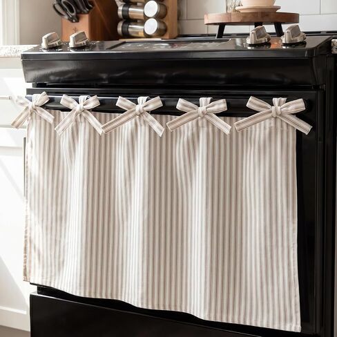Handmade Striped Oven Skirt Curtain for Stove Farmhouse Kitchen Decor, Cotton Rustic Country Stove Cover Skirt Decorative Cottage Kitchen Curtains for Oven Washer Dish Cabinet in Saudi Arabia