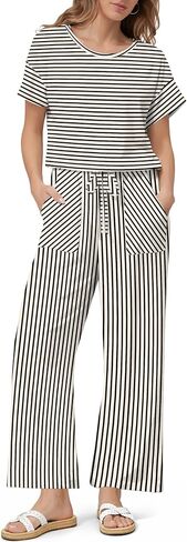 Ekouaer Jumpsuits for Women Casual Dressy Rompers for Women Short Sleeve Crew Neck One Piece Summer Jumpsuit Outfits Clothes in Kuwait