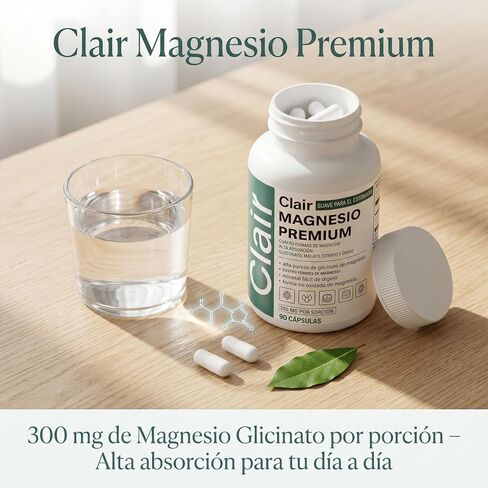 Clair Magnesio Premium, with B6 D3 Zinc – 4-in-1 Blend, 90 caps(1pc) | Muscle relaxation, digestive comfort, sleep support. (Glycinate, Malate, Citrate, Oxide) with B6, D3, Zinc. Gentle on stomach in Saudi Arabia