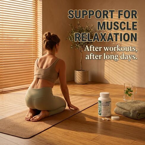 Clair Magnesio Premium, with B6 D3 Zinc – 4-in-1 Blend, 90 caps(1pc) | Muscle relaxation, digestive comfort, sleep support. (Glycinate, Malate, Citrate, Oxide) with B6, D3, Zinc. Gentle on stomach in Saudi Arabia