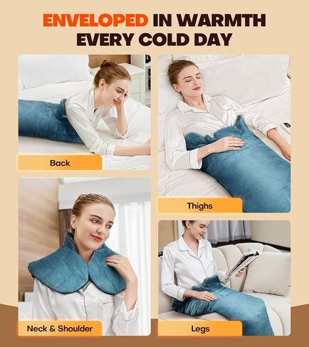 Graphene-Infused Heating Pad with 3X Deeper Back Relief, 30% Heavier Weighted Heating Pad for Neck and Shoulders and Back, 25"x35" Large Electric Heated Pads, Surprise for Mom Women Christmas Birthday in Kuwait