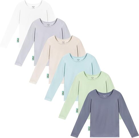 تي شيرتات PurComfy للأطفال الصغار، قميص بأكمام طويلة من الخيزران الفسكوز للأطفال الصغار، قمصان أساسية صلبة ناعمة قابلة للتنفس للأطفال الأولاد والبنات in Kuwait