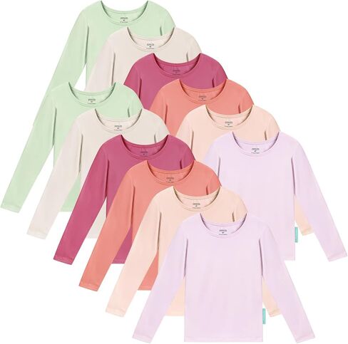 تي شيرتات PurComfy للأطفال الصغار، قميص بأكمام طويلة من الخيزران الفسكوز للأطفال الصغار، قمصان أساسية صلبة ناعمة قابلة للتنفس للأطفال الأولاد والبنات in Kuwait