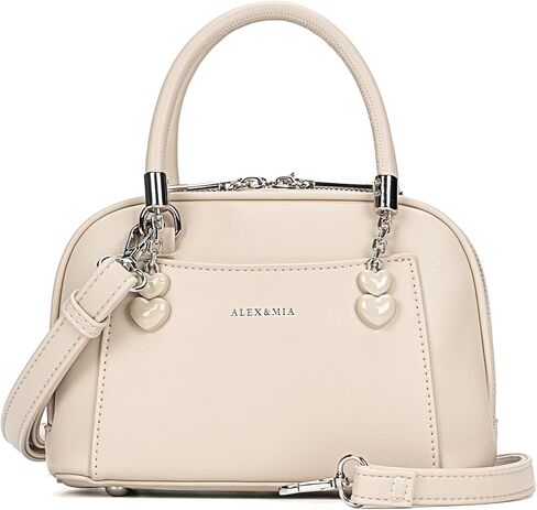 ALEX & MIA Crossbody Mini Purse for Women, Small Top Handle Bag with Heart Detail, Dome Shape, Casual Daily Use in Saudi Arabia