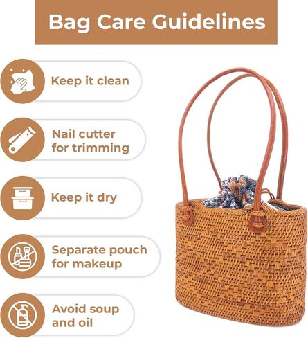 Women's Bali Rattan handbag 8" - Cloth-Secure Quality - Adjustable Leather Strap - Authentic Bali Batik Lining in Saudi Arabia