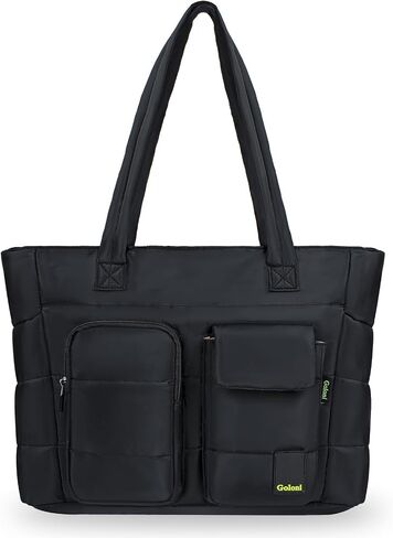 Puffer Tote Bag for Women,Lightweight Work Handbag with Zipper,Quilted Shoulder Bag with Compartments for Travel, Work, Gym in Kuwait