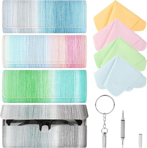 4PCS Glasses Cases, Eyeglasses Case with Cleaning Cloth and Screwdriver, Portable Protective Sunglasses Case in Kuwait
