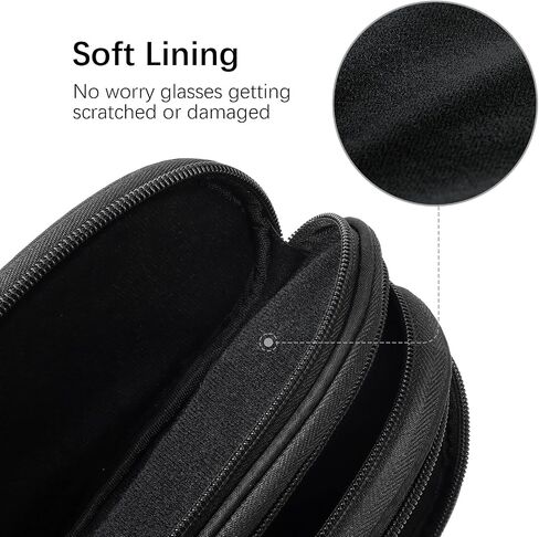 Eyeglasses Case for 3 Pairs, Multi Sunglasses Travel Organizer Pouch with Keychain Clip Zipper Closure for Men Women in Saudi Arabia