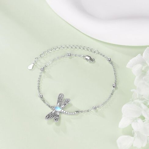 ONEFINITY Dragonfly خلخال من الفضة الإسترليني Moonstone Dragonfly الكاحل سوار مجوهرات للنساء هدايا in Kuwait